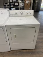 img_9091-3 - Discount Appliances White washer and dryer on display in a store, with a sale price tag showing $225.00 on the lid.